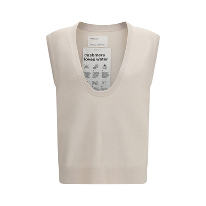 Beige Cashmere Sleeveles Sweater