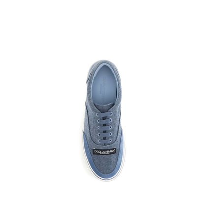 Blue Linen Low Top Sneakers