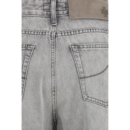 Gray Cotton Relaxed Fit Jeans