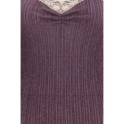 Purple Viscose Sleeveles T-Shirt
