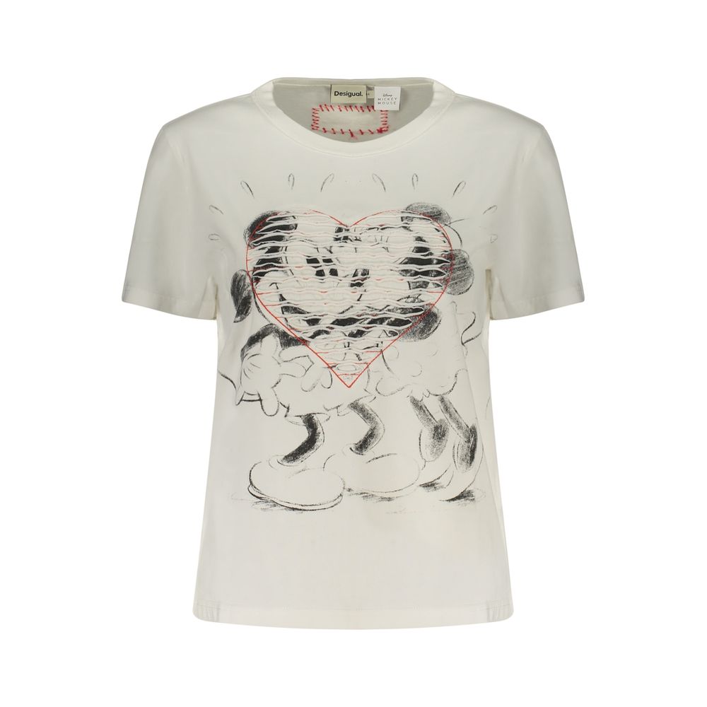 White Cotton Women T-Shirt