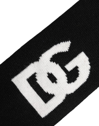 Men Black White Cashmere Logo Head Band Hat