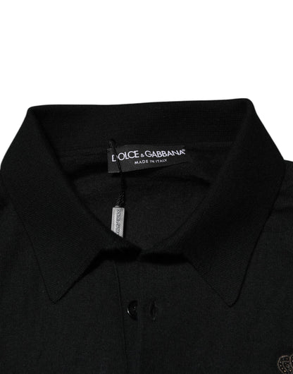 Black Crest Long Sleeve Men Pullover Sweater
