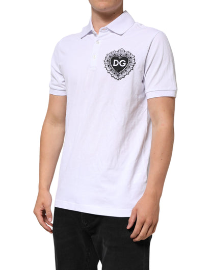 White Cotton DG Logo Heart Men Polo  T-shirt