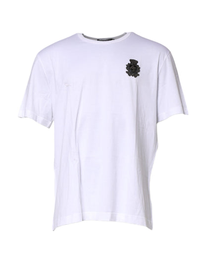 White Cotton DG Logo Embroidery Men T-shirt
