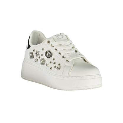White Polyurethane Women Sneaker