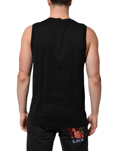 Black Cotton Sleeveless Men Tank Top T-shirt