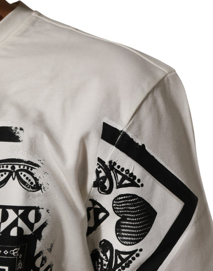 White Cotton Bandana Print CrewNeck T-shirt