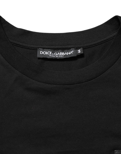 Black Cotton Logo Plaque Crew Neck T-shirt