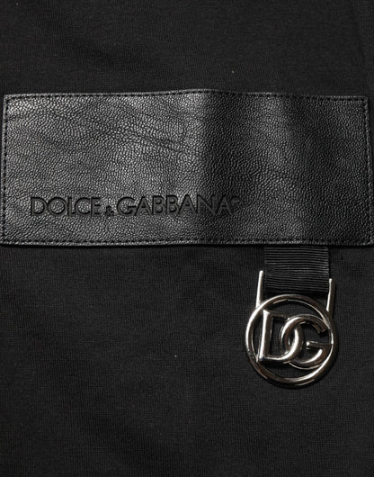 Black Cotton Logo Plaque Crew Neck T-shirt