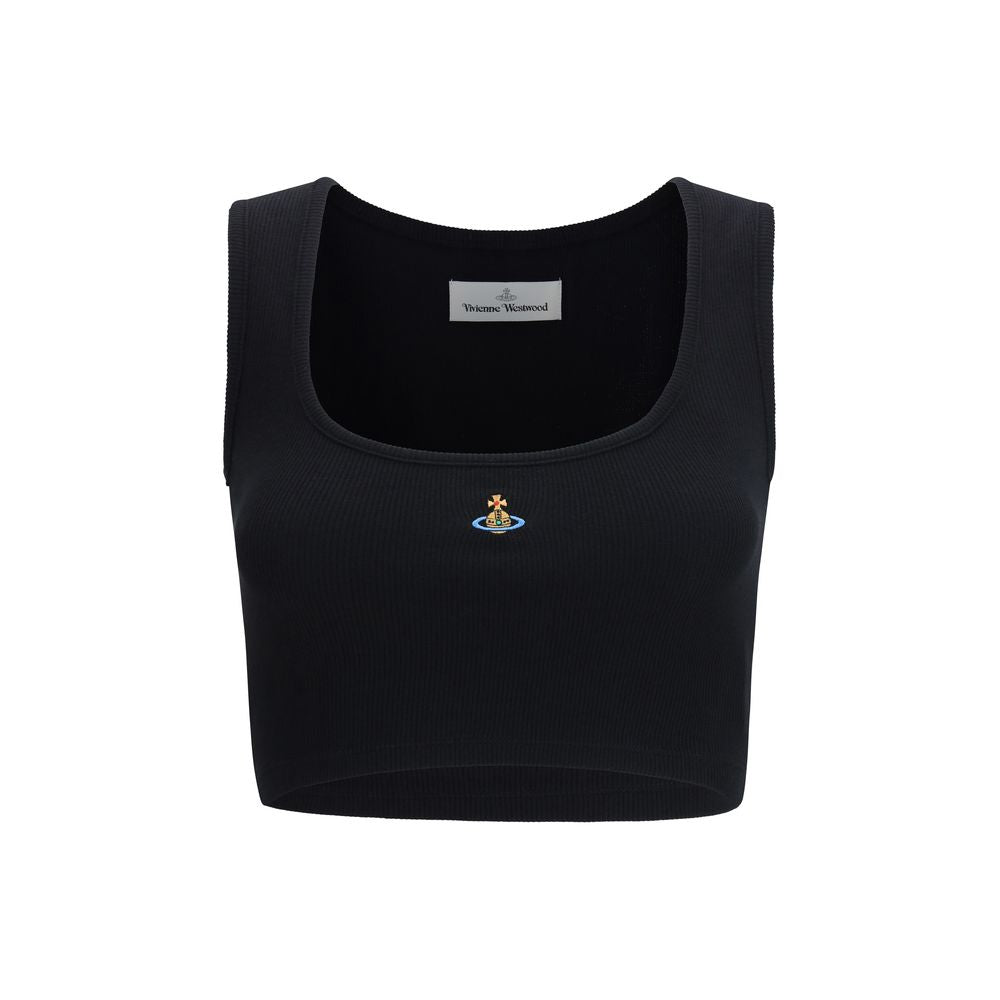 Black Cotton Sleeveles T-Shirt