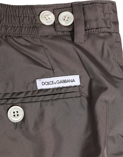 Brown Nylon Stretch Men Swim Shorts Swimwear
