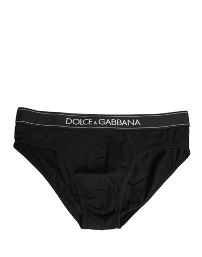 Black Cotton Logo Waistband Midi Brief Underwear