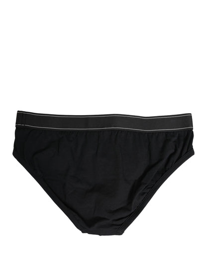 Black Cotton Logo Waistband Midi Brief Underwear