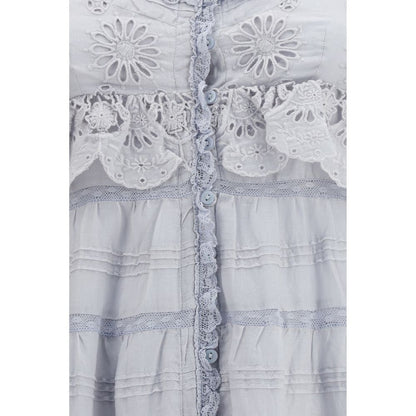 Blue Cotton Casual Dress