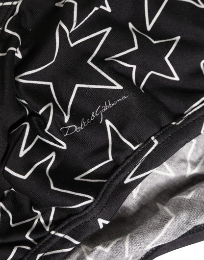 Black Stars Print Cotton Midi Brief Underwear