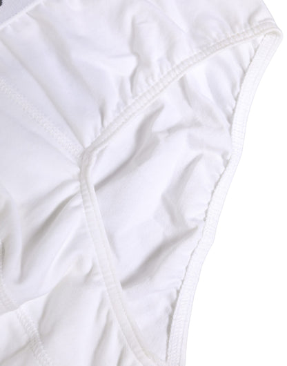 White Logo Waistband Cotton Men Briefs Underwear