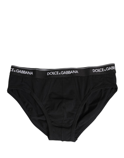 Black Cotton Logo Waistband Briefs Underwear