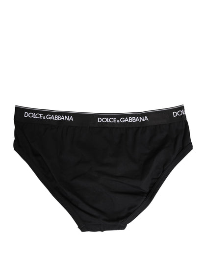 Black Cotton Logo Waistband Briefs Underwear