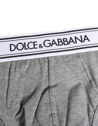 Gray Logo Waistband Men Midi Brief Underwear
