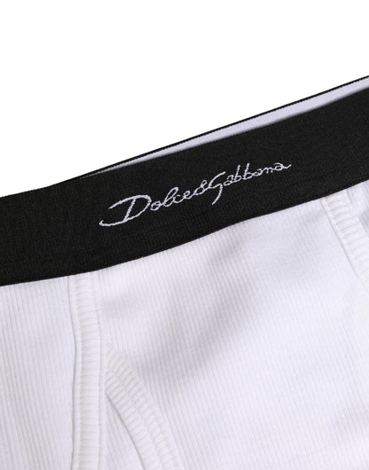 White Black Logo Waistband Men Brief Underwear