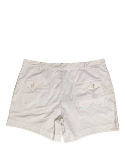 White Cotton Mid Waist Chino Bermuda Shorts