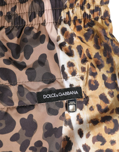 Multicolor Leopard Print Swim Trunks Swimwear