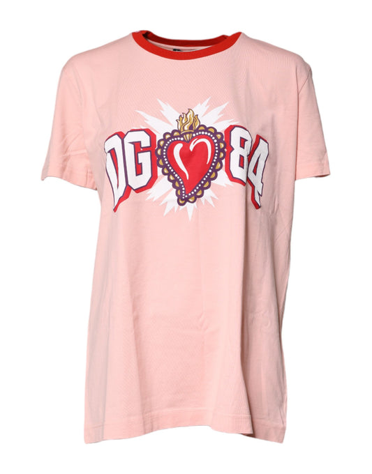 Pink DG 84 Sacred Heart Print Cotton T-shirt