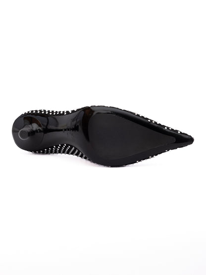 Black Mesh Satin Crystal Ixia 95 Pumps