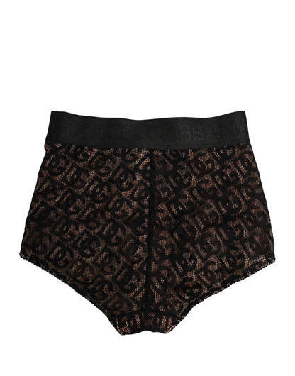 Black Cotton DG Logo High Waist Girdle Underwear