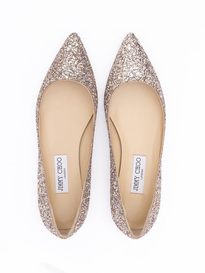 Rose Gold Glitter Fabric Alina Ballet Flat