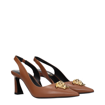 Brown Leather High Heel Pumps