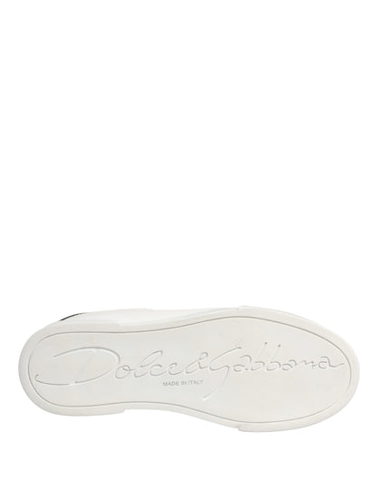 White Black Portofino Leather Sneakers Shoes