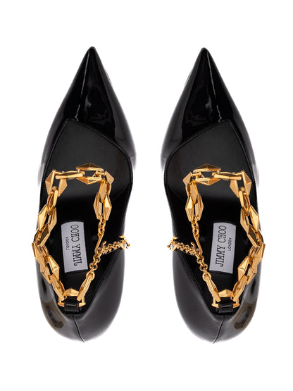 Black Patent Leather Diamond Talura 100 Pumps