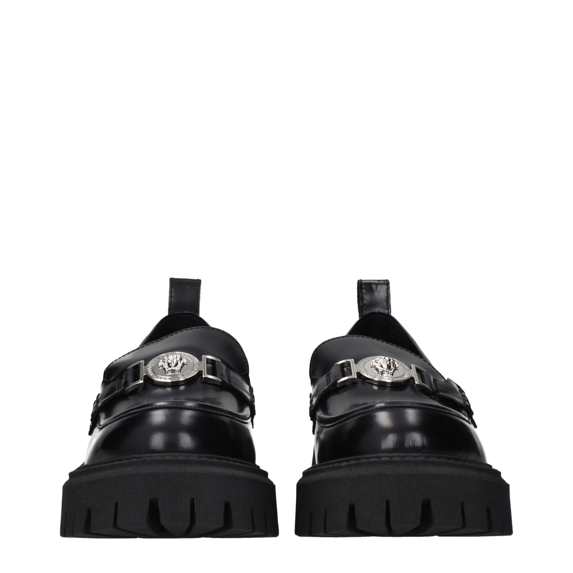 Black Leather Platform Loafers