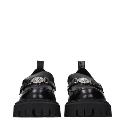 Black Leather Platform Loafers