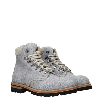 Gray Fabric Ankle Boots