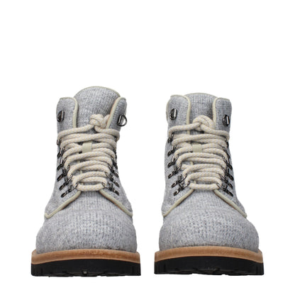 Gray Fabric Ankle Boots