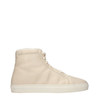 Beige Leather Ankle Boots