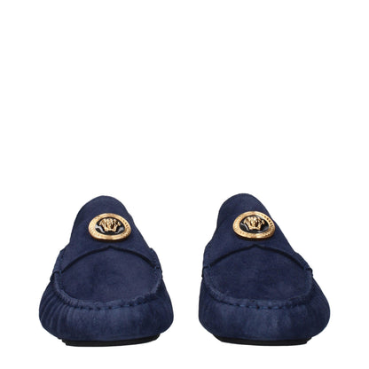 Blue Leather Slip-On Loafers