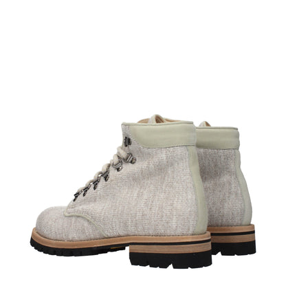 Beige Fabric Ankle Boots
