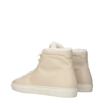 Beige Leather Ankle Boots