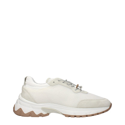 White Fabric Low Top Sneakers