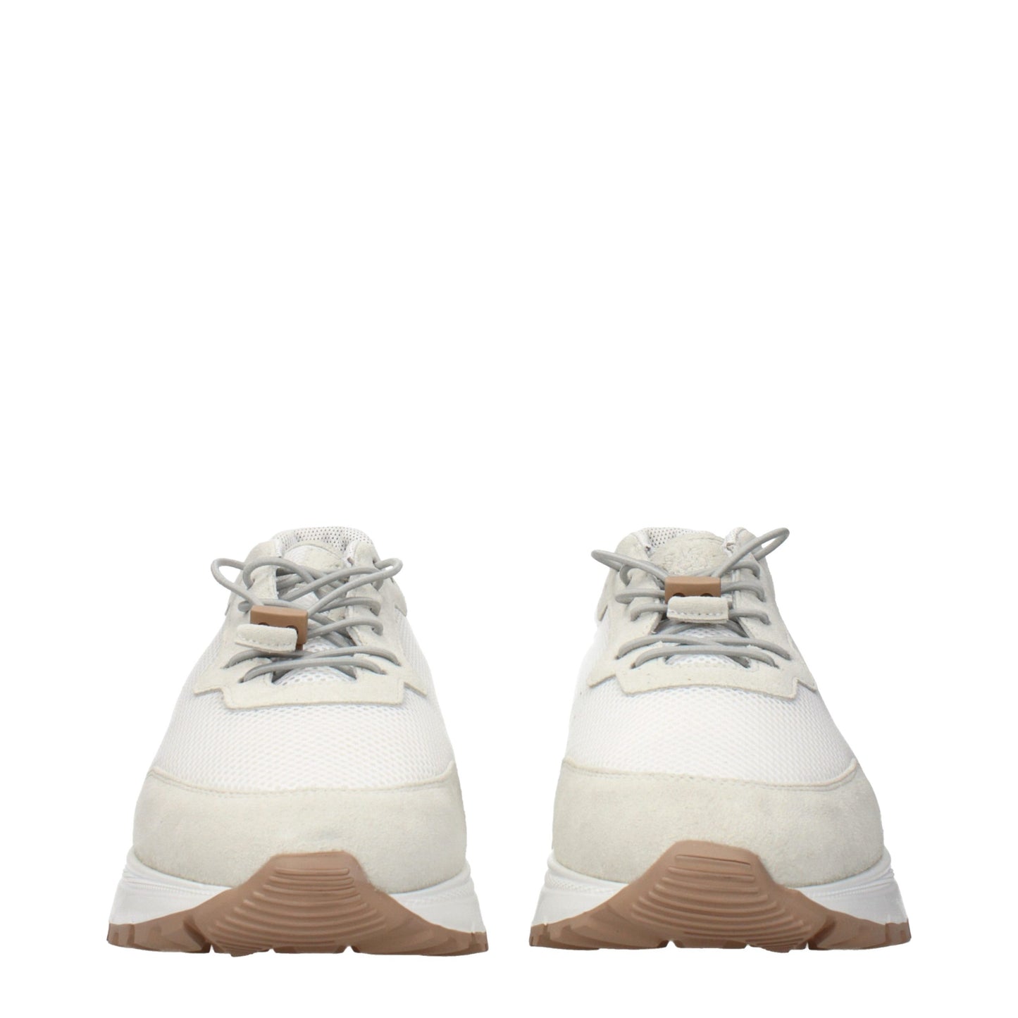 White Fabric Low Top Sneakers