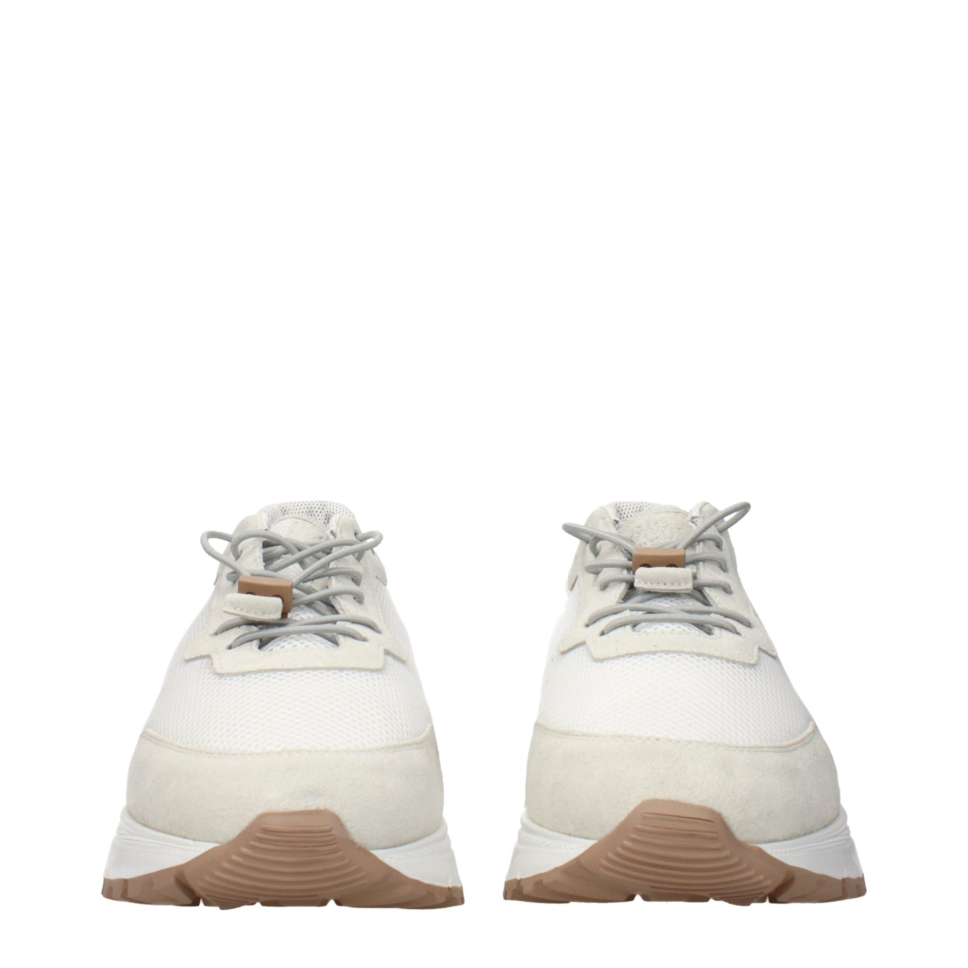 White Fabric Low Top Sneakers