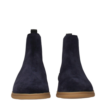 Blue Leather Ankle Boots