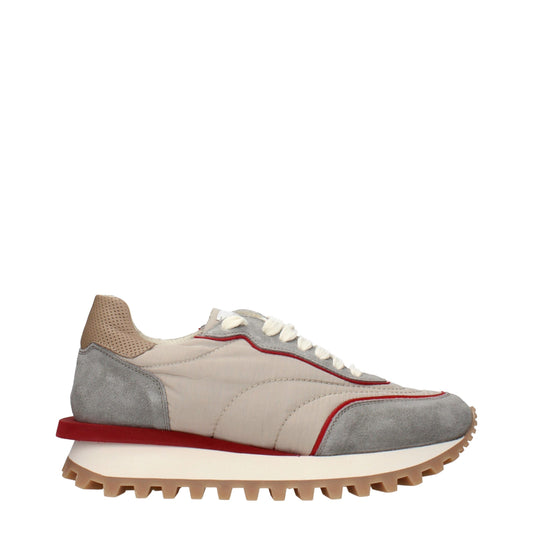 Beige Fabric Low Top Sneakers
