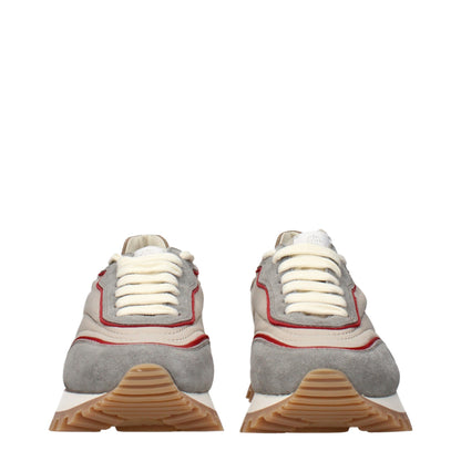 Beige Fabric Low Top Sneakers