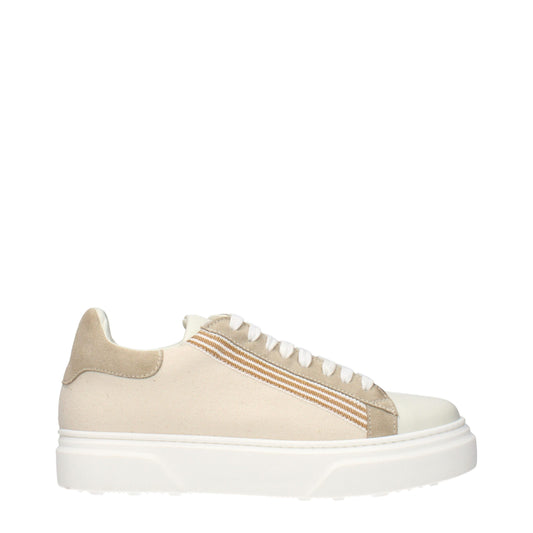 Beige Fabric Low Top Sneakers