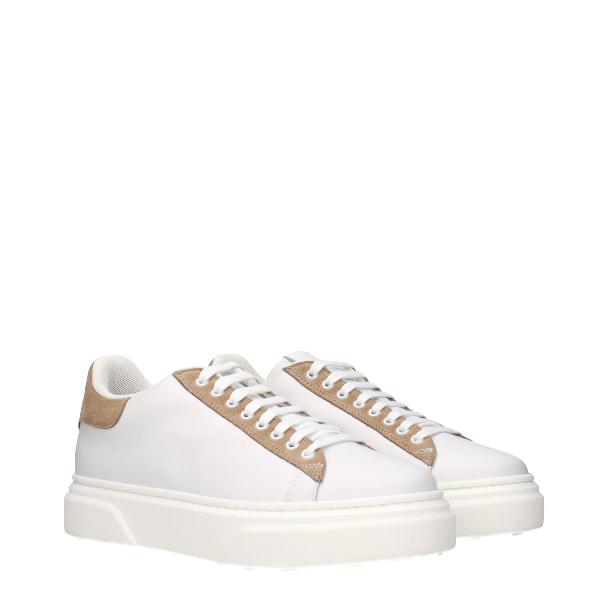 White Leather Low Top Sneakers